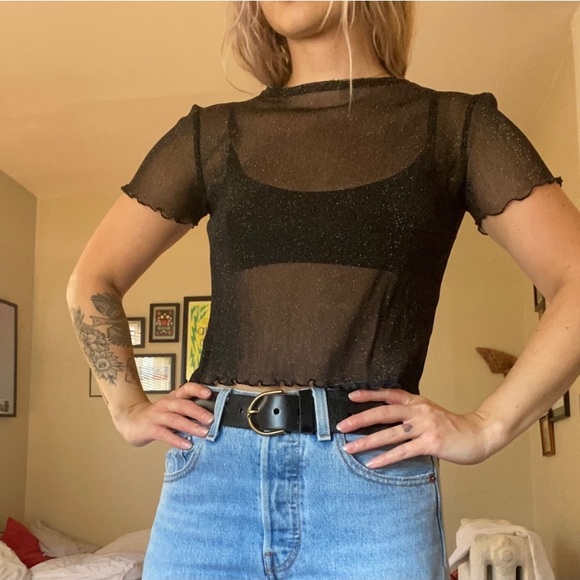 Brandy Melville Transparent Diamond Stars Top Tee - Picture 9 of 16